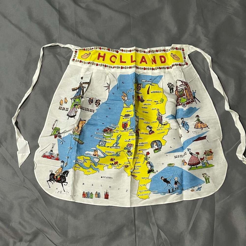 Vintage 1950s-1960s Holland Map Souvenir Half Apron
